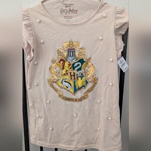 Universal Harry Potter Tee with Gold Crest and Pearl Accents